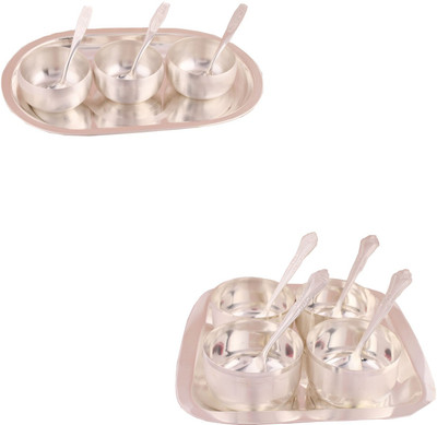 G S Museum 3" Met Finish 3 Bowl Set with Oval Tray and Premium 4 Bowl Set with Rectangle Tray Bowl Spoon Tray Serving Set
G S Museum 3" Met Finish 3 Bowl Set with Oval Tray and Premium 4 Bowl Set with Rectangle Tray Bowl Spoon Tray Serving Set