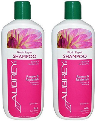 Aubrey Organics Biotin Repair Shampoo for All Hair Types with Baobab and He Shou Wu and Citrus Rain Scent, 11 fl oz (325 ml) (Pack of 2)(325 ml)
Aubrey Organics Biotin Repair Shampoo for All Hair Types with Baobab and He Shou Wu and Citrus Rain Scent, 11 fl oz (325 ml) (Pack of 2)(325 ml)