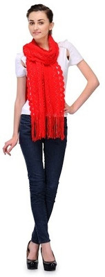 Fashion Cult Wool Self Design Women's Shawl(Red)