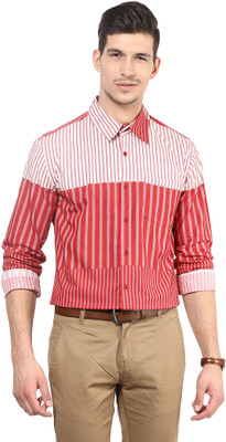 Yellow Submarine Men's Printed Casual Spread Collar Shirt, Red