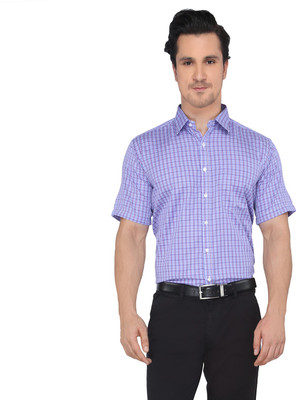 Devaa Men's Checkered Casual Blue, Purple Shirt