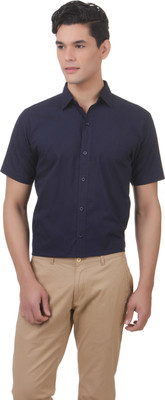 You Forever Men's Solid Casual Blue Shirt, Navy blue
