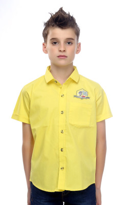 MashUp Boys Self Design Casual Yellow Shirt