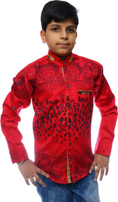 Ennjoy Boys Printed, Applique, Graphic Print Formal Red Shirt