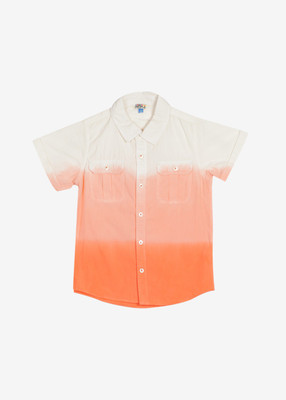 People Boys Solid Casual White, Orange Shirt, Beach peach ombre