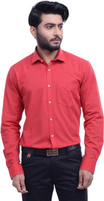 Hoffmen Men's Self Design Formal Red Shirt