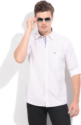 Arrow Sport Men's Printed Casual White Shirt, Me. red