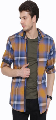 Fifty Two Men's Checkered Casual Yellow Shirt