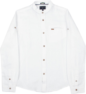 Indian Terrain Boys Solid Casual White Shirt