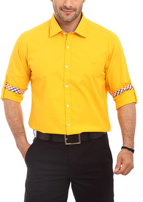 ColorPlus Men's Solid Casual Yellow Shirt