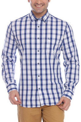 Parx Men's Checkered Formal Shirt, Blue