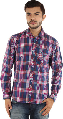 Mxx Sports Men's Checkered Casual Purple, Pink Shirt, Pink;purple