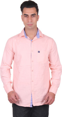 Cotblend Men' Solid Casual Pink Shirt