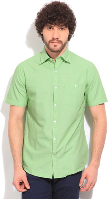 John Players Men's Solid Casual Green Shirt, 1a7