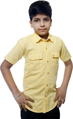 Ennjoy Boys Solid Casual Yellow Shirt, Light yellow