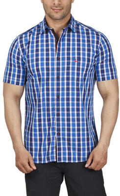 Parx Men's Checkered Casual Shirt, Blue