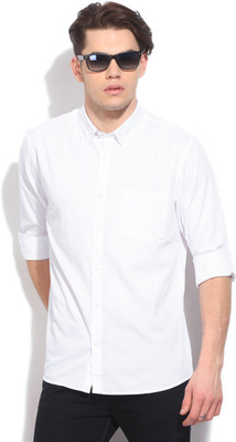 Ruggers Men's Solid Casual White Shirt