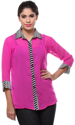 TeeMoods Women' Solid Casual Pink Shirt, Magenta