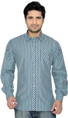Thinc Men's Striped Casual Dark Blue Shirt