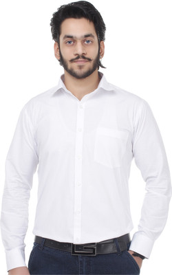 Kraasa Men's Solid Formal Spread Shirt, White