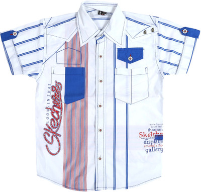 Bad Boys Boy's Striped Casual Blue, White Shirt