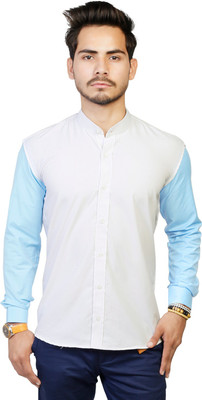 Trendster Men's Solid Casual White, Blue Shirt, Blue;white