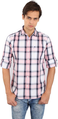 EdenElliot Men's Checkered Casual Pink, White Shirt