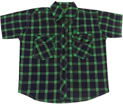Fashionitz Baby Boys Checkered Casual Green Shirt