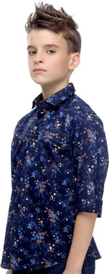 MashUp Boys Printed Casual Blue Shirt