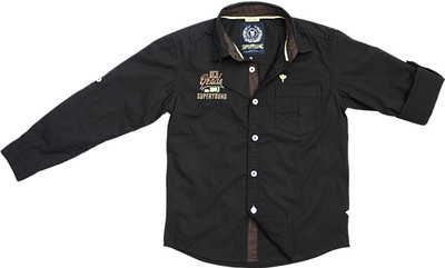 SuperYoung Boys Solid Casual Black Shirt