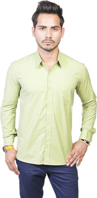 Trendster Men' Solid Formal Green Shirt
