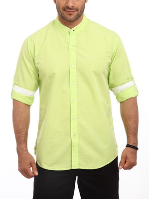 ColorPlus Men's Solid Casual Collared Shirt, Green