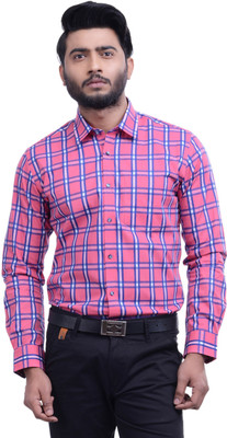 Hoffmen Men's Checkered Formal Pink Shirt