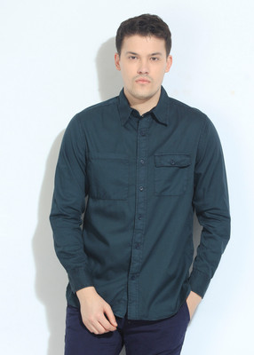 Breakbounce Men's Solid Casual Blue Shirt