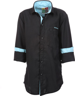 Anry Boys Solid Casual Black Shirt