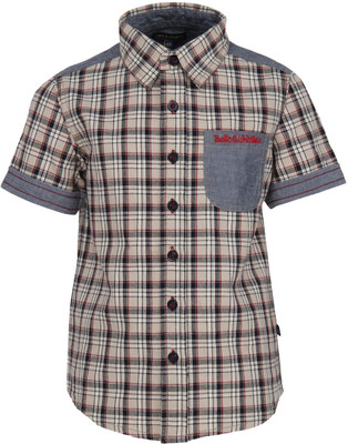 Bells and Whistles Boys Checkered Casual Brown Shirt