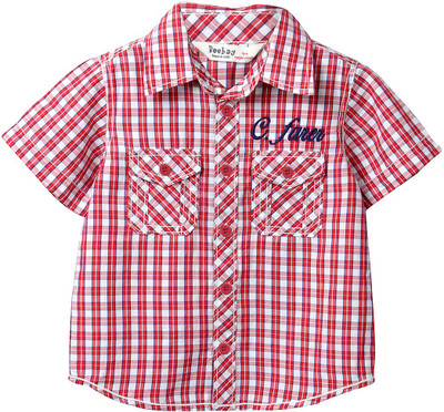 Beebay Boys Checkered Casual Shirt, Red check