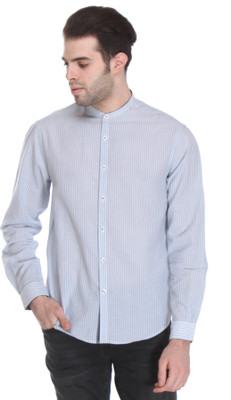 Reevolution Men's Striped Casual Blue, White Shirt