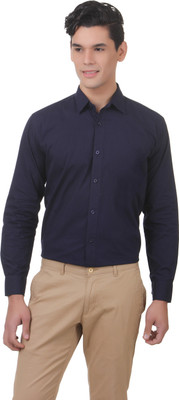 You Forever Men's Solid Casual Blue Shirt, Navy blue