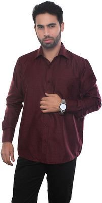VinaraTrends Men's Solid Formal Point Collar Shirt, Maroon