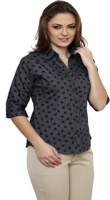 Ritzzy Women's Printed Casual Shirt, Grey