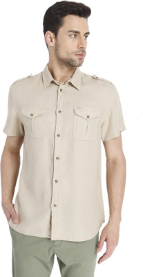 Jack & Jones Men's Solid Casual Beige Shirt