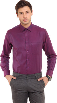 I-Voc Men's Solid Formal Semi-cutaway Collar Shirt, Purple