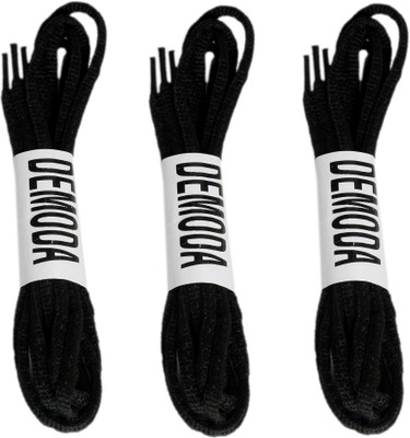 DE'MODA Round (Pack of 3-Black) Shoe Lace(Black Set of 3)