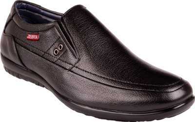 Zebra Italiano Slip On Shoes For Men(Black)