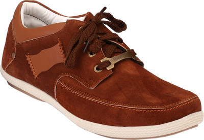 Rocozo RZ Leather Casual Shoes For Men(Brown, Maroon