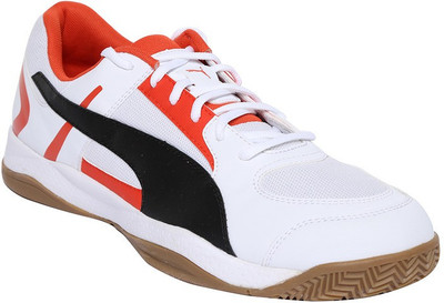 Puma Veloz Indoor II Running Shoes For Men(White, White-black-puma red