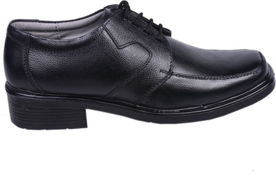 Shoebook Black Leather Derby Derby For Men(Black