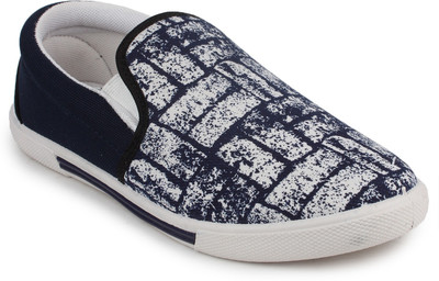 11e 11e Navy Blue White Canvas Slip-On Casual Shoes Canvas Shoes For Men(Navy, White)