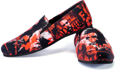 FUNK Fight Club Printed Loafers For Men(Red, Black, Red and black